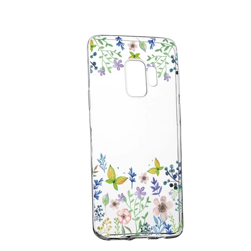 Husa Silicon, Transparent, Slim, ButterFly - Flowers 95, Samsung Galaxy J4 2018
