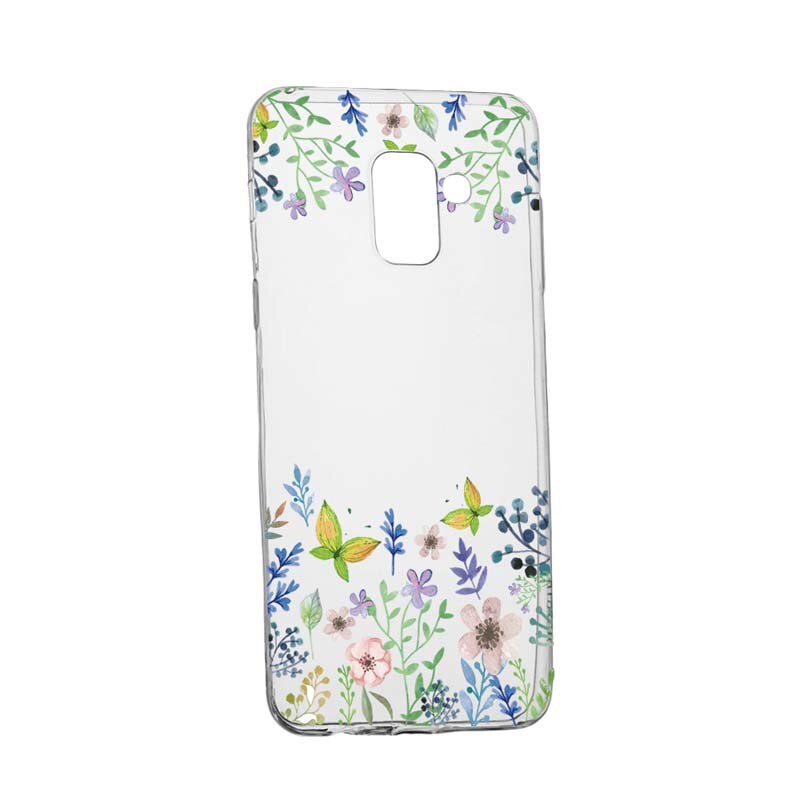 Husa Silicon, Transparent, Slim, ButterFly - Flowers 95, Samsung Galaxy A8 2018 / A5 2018