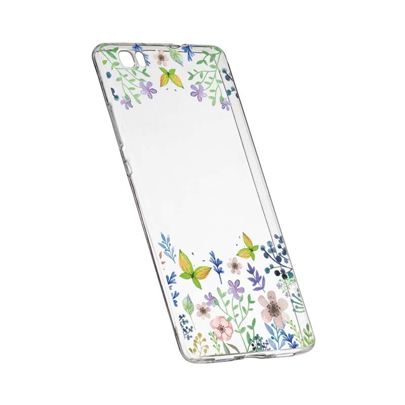 Husa Silicon, Transparent, Slim, ButterFly - Flowers 95, Huawei P8 LITE