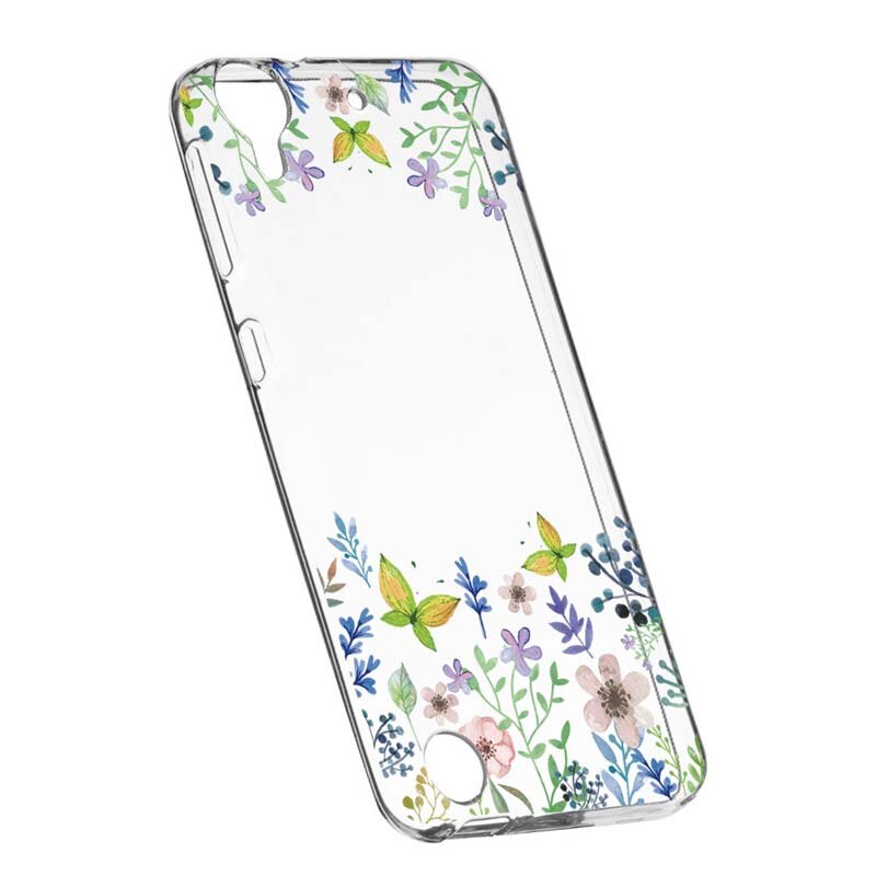 Husa Silicon, Transparent, Slim, ButterFly - Flowers 95, HTC Desire 825