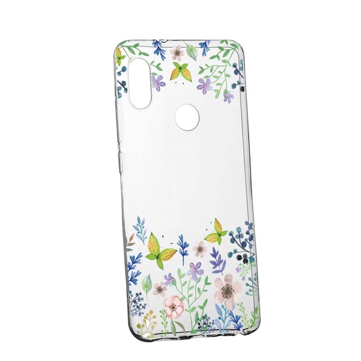 Husa Silicon, Transparent, Slim, ButterFly - Flowers 95, Huawei P20 Lite