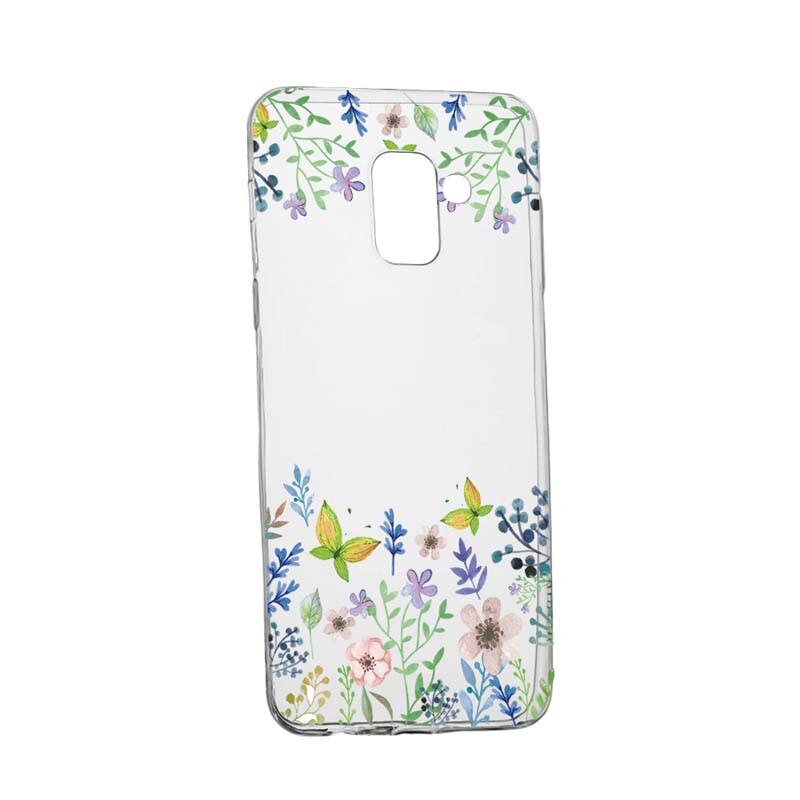 Husa Silicon, Transparent, Slim, ButterFly - Flowers 95, Samsung Galaxy J6 2018
