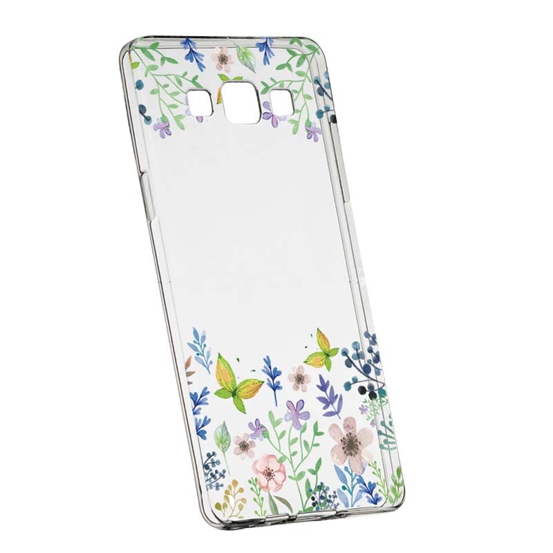 Husa Silicon, Transparent, Slim, ButterFly - Flowers 95, Samsung Galaxy A3
