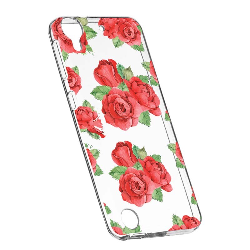 Husa Silicon, Transparent, Slim, Rose 97, HTC Desire 825