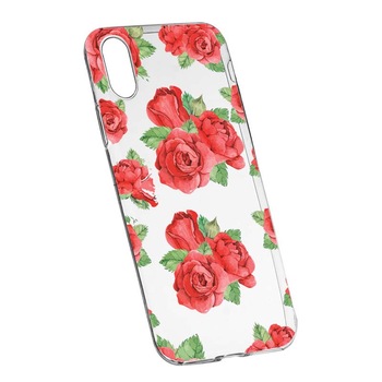 Husa Silicon, Transparent, Slim, Rose 97, Apple iPhone X Husa Silicon, Transparent, Slim, Rose 97, Apple iPhone X