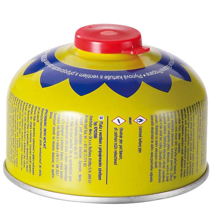 Butelie cu gaz pentru aragaz turistic, Meva, 100g, Galben