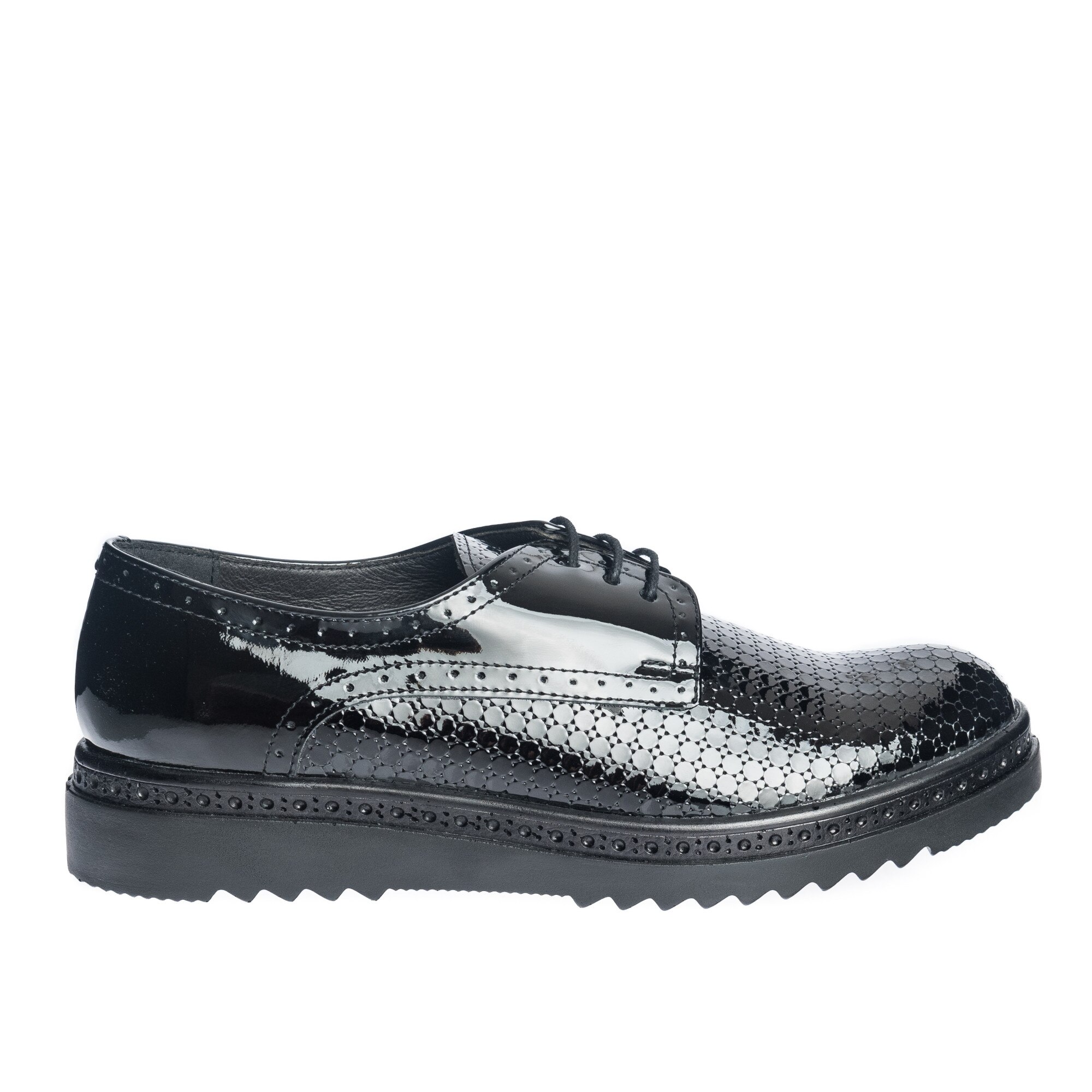 Pantofi dama din piele naturala - Negru Lac Solzi - G10 NLS
