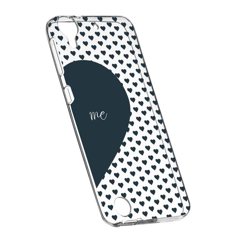 Husa Silicon, Transparent, Slim, Love Me + You, 100, HTC Desire 825