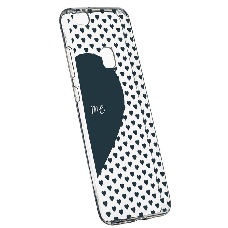 Husa Silicon, Transparent, Slim, Love Me + You, 100, Huawei P10 LITE