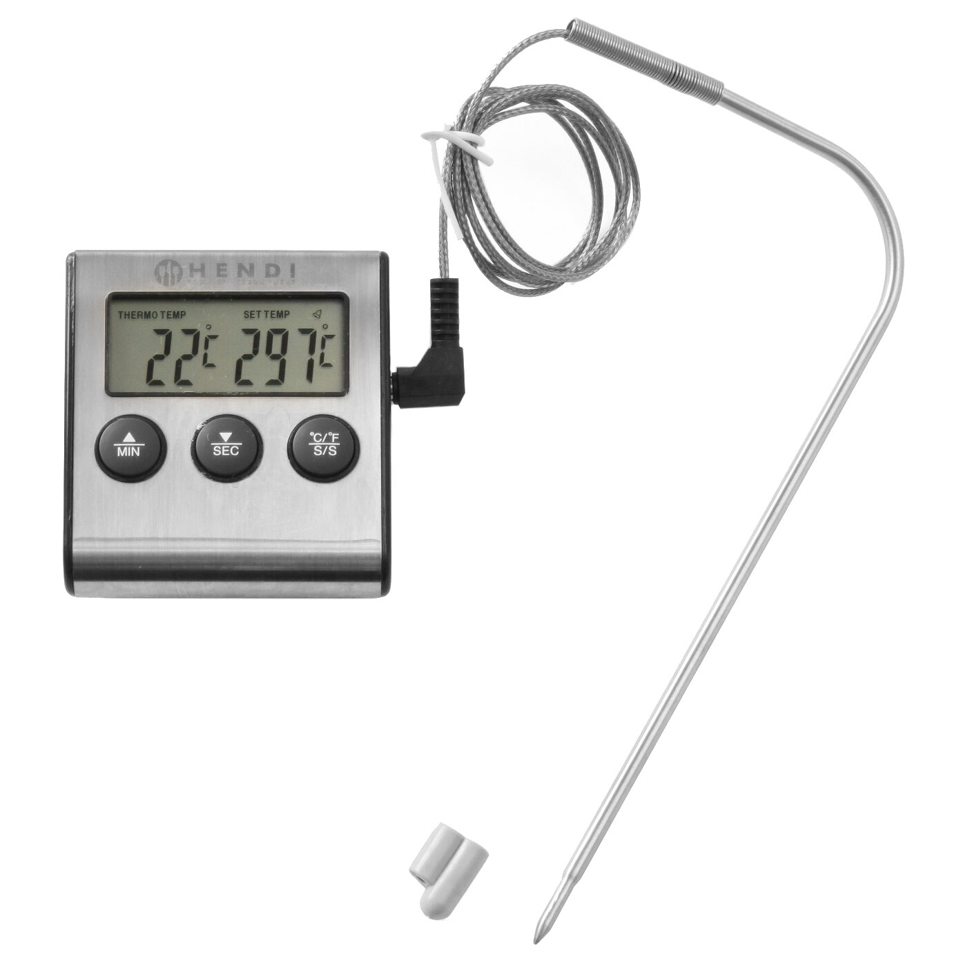 Termometru digital cu timer de bucatarie, Hendi, otel inoxidabil