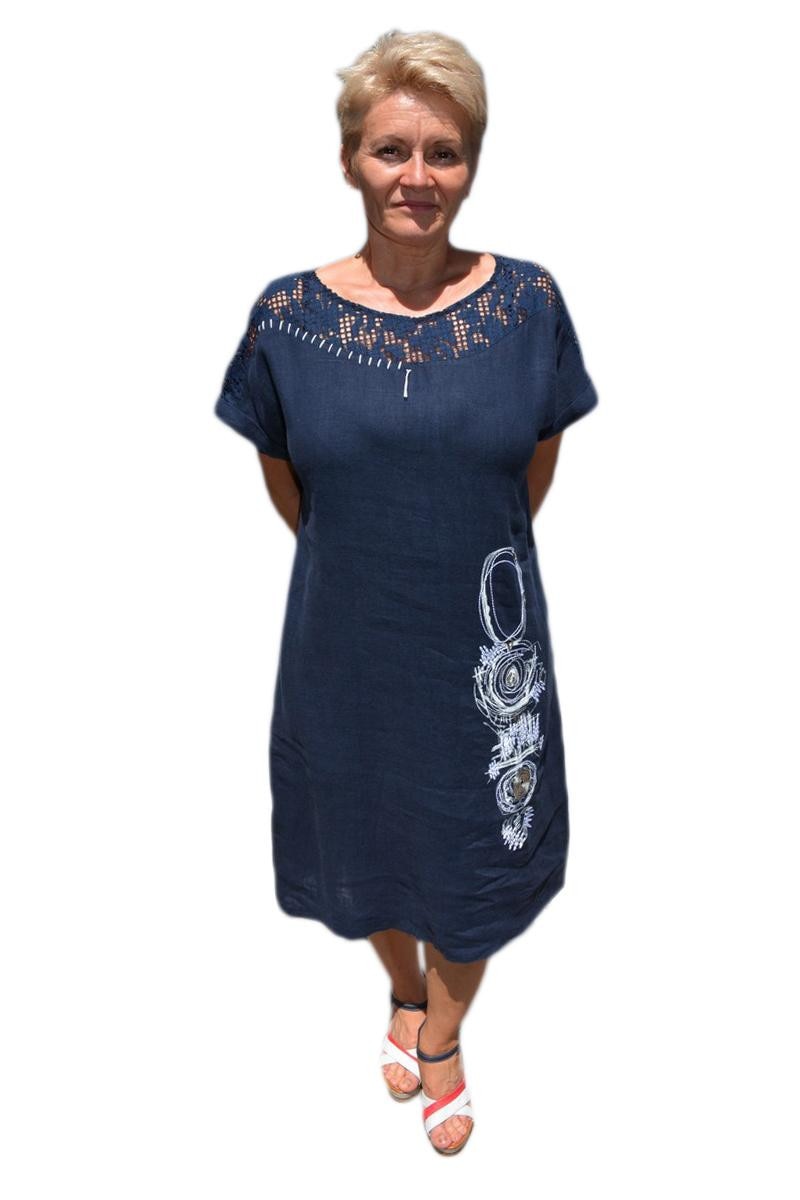 Rochie de zi cu imprimeu modern, D&J Exclusive, Albastru marin