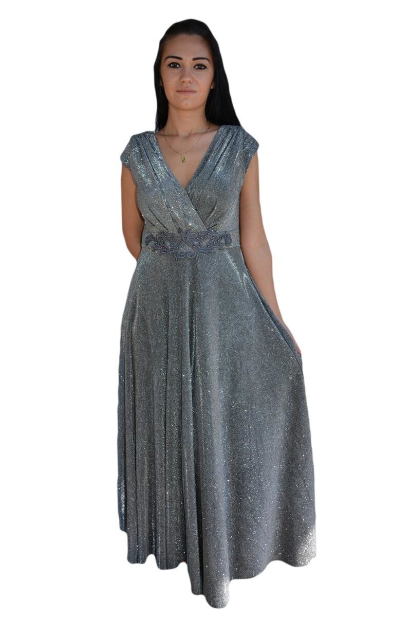 Rochie de seara,model lung , D&J Exclusive, Argintiu