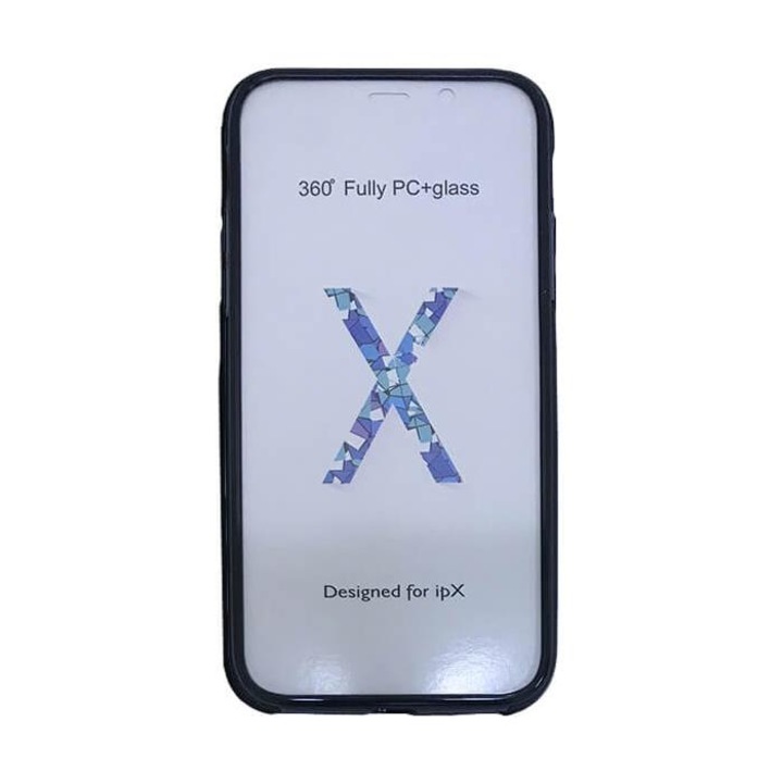 Твърд калъф гръб кейс MBX 360 2в1 - iPhone X/ XS, Черен