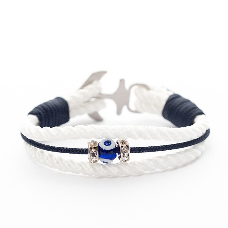 Bratara de franghie nautica DIVINE cu charm Evil Eye unisex