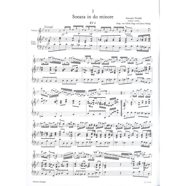 Vivaldi, Antonio: 12 sonate per violino e basso continuo 1
