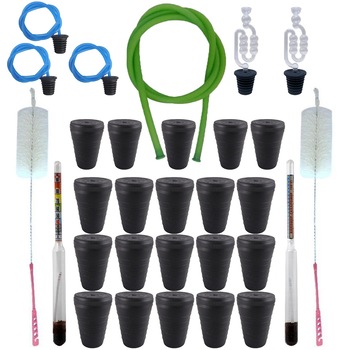 Pachet - 20 x Dop din cauciuc pentru damigeana, 3L-5L + Alcoolmetru 0-96 grade + Vinometru 0-20 grade + 2 x Perie damigeana + Furtun pentru tras vin, 1.5m + 3 x Dop cu furtun, 10L-25L + 2 x Dop cu serpentina, 10L-25L Pachet - 20 x Dop din cauciuc pentru damigeana, 3L-5L + Alcoolmetru 0-96 grade + Vinometru 0-20 grade + 2 x Perie damigeana + Furtun pentru tras vin, 1.5m + 3 x Dop cu furtun, 10L-25L + 2 x Dop cu serpentina, 10L-25L