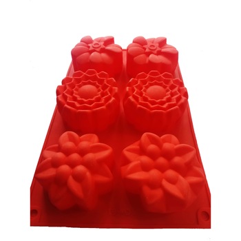 Forma silicon pentru prajituri 6 piese Model floral Forma silicon pentru prajituri 6 piese Model floral