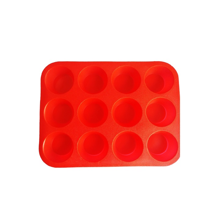Форма за мъфини, Силикон, Червен