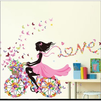 Sticker decorativ Biciclete inflorata - fluturi colorati Sticker decorativ Biciclete inflorata - fluturi colorati