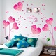 Sticker decorativ, flori roz in forma de inima cu 2 rame foto, 185 cm ...