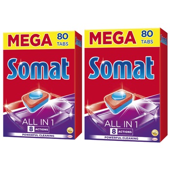 Pachet Promo: Detergent pentru masina de spalat vase Somat All in one, 2x80 tablete