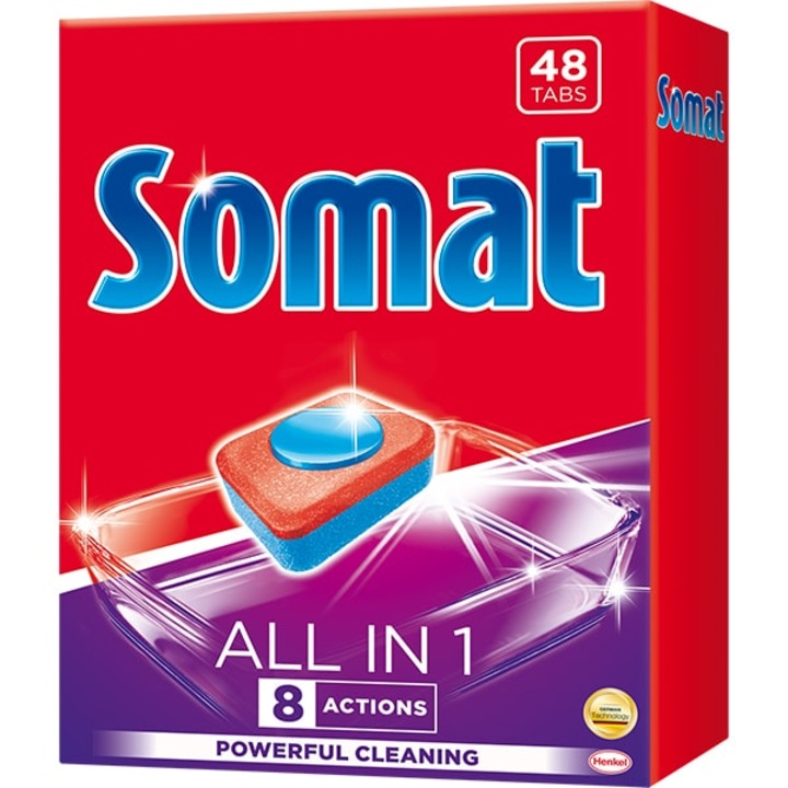 Detergent pentru masina de spalat vase Somat All In One, actiune puternica, 48 tablete