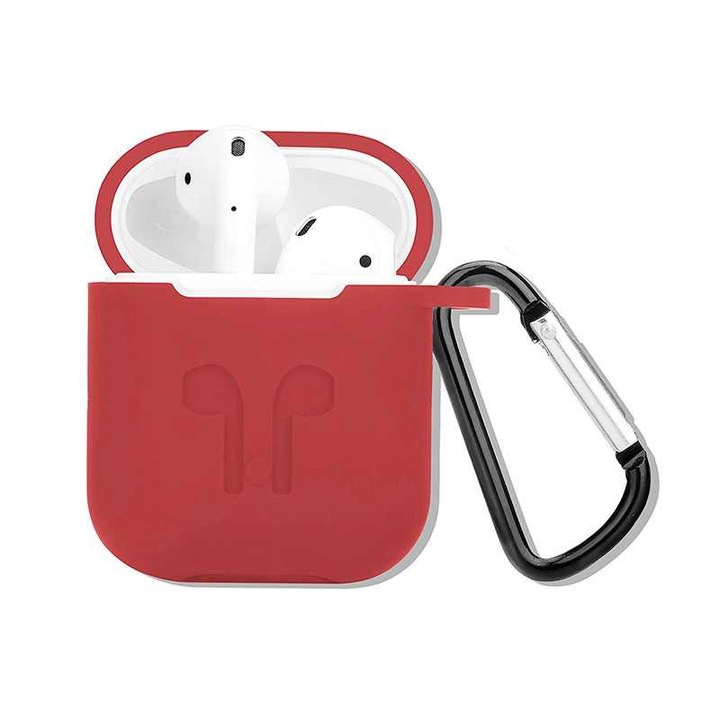Husa suport casti high quality pentru Apple AirPods, Bibilel, Rosu, BBL412