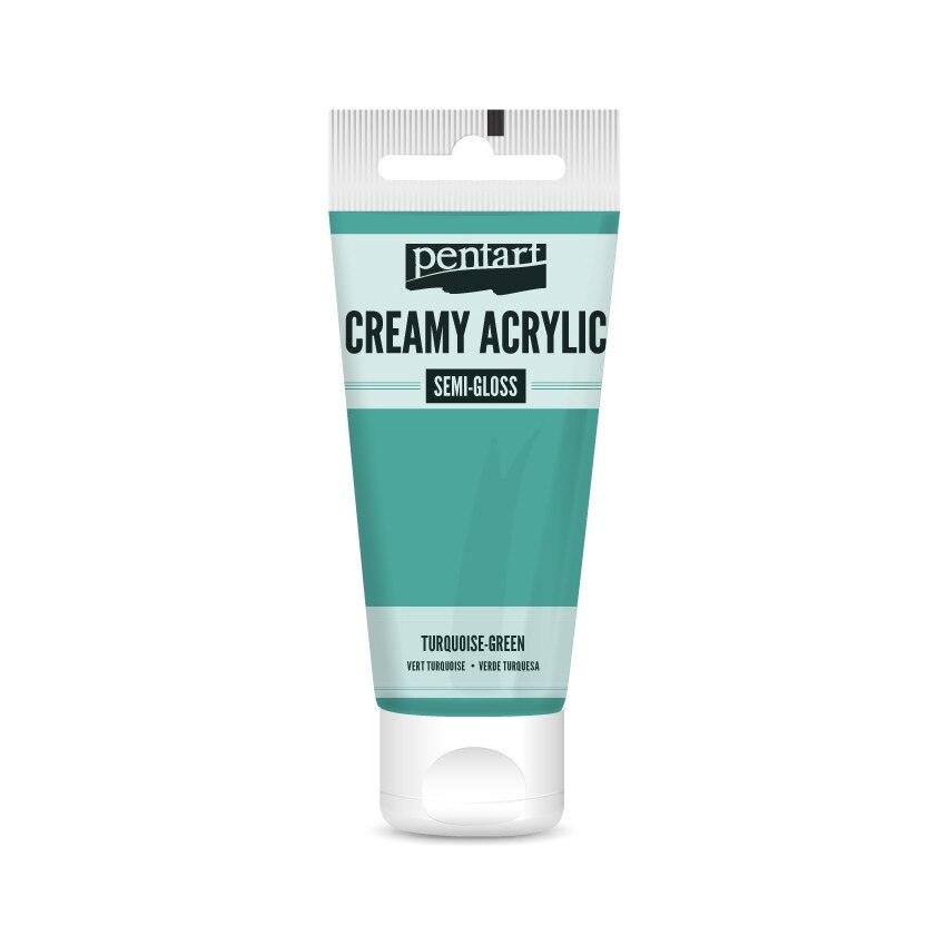 Vopsea acrilica cremoasa semilucioasa Pentart - verde turcoaz, 60 ml
