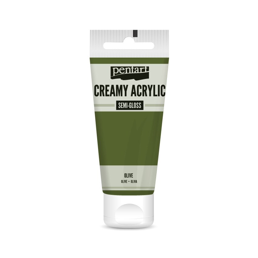 Vopsea acrilica cremoasa semilucioasa Pentart - masline verzi, 60 ml