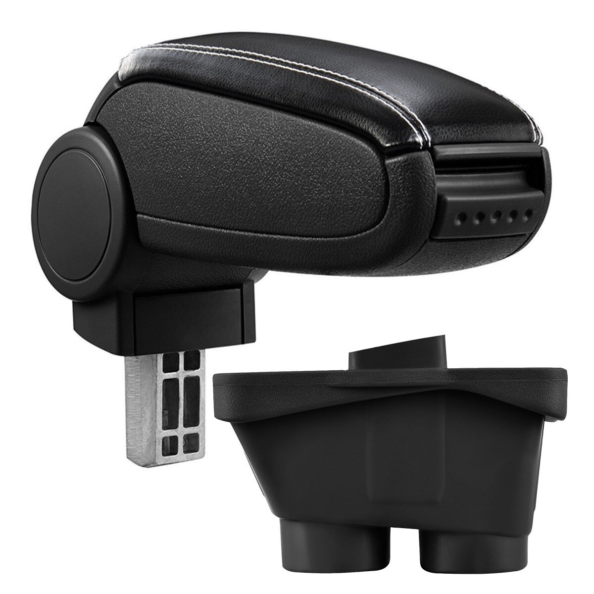 Cotiera Peugeot 208 I (03.2012-06.2019) - Cotiera auto pro.tec - negru piele ecologica cu cusatura alba