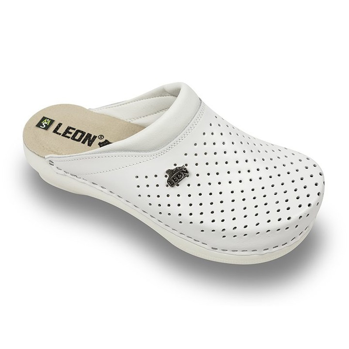 Saboti Medicali Dama din Piele Leon 100, Alb, 41