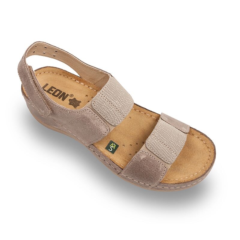 Sandale Medicali Dama din Piele 945 - Gri maroniu