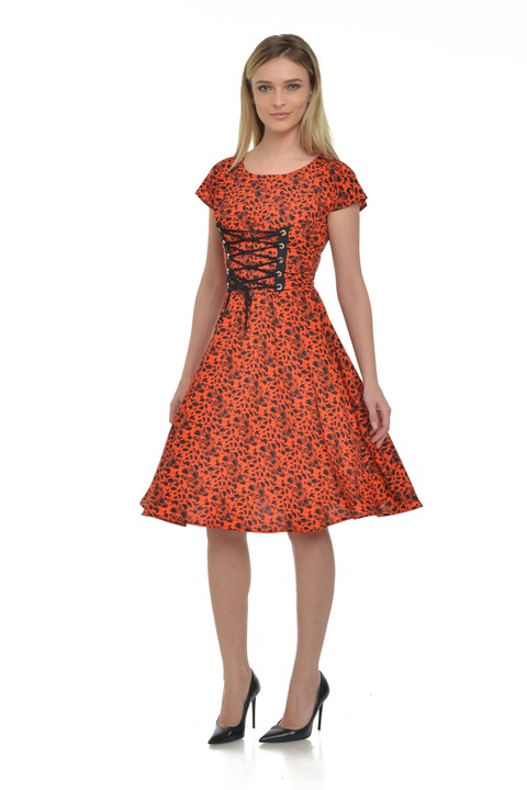 Rochie clos, redSquare, Selena, corai/negru