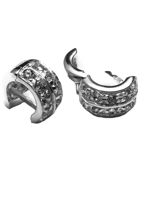 Cercei cu zirconiu,Eurosilver,cu balamale,alb