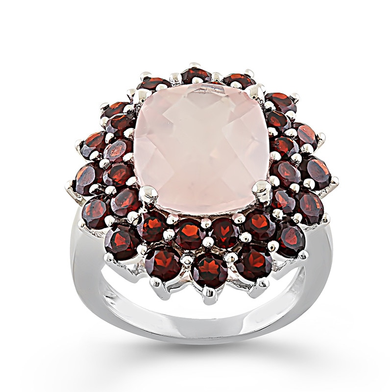 Inel Fantazzia Argint 925 Quartz Roz, Granate, 55 R5038RQGSSR