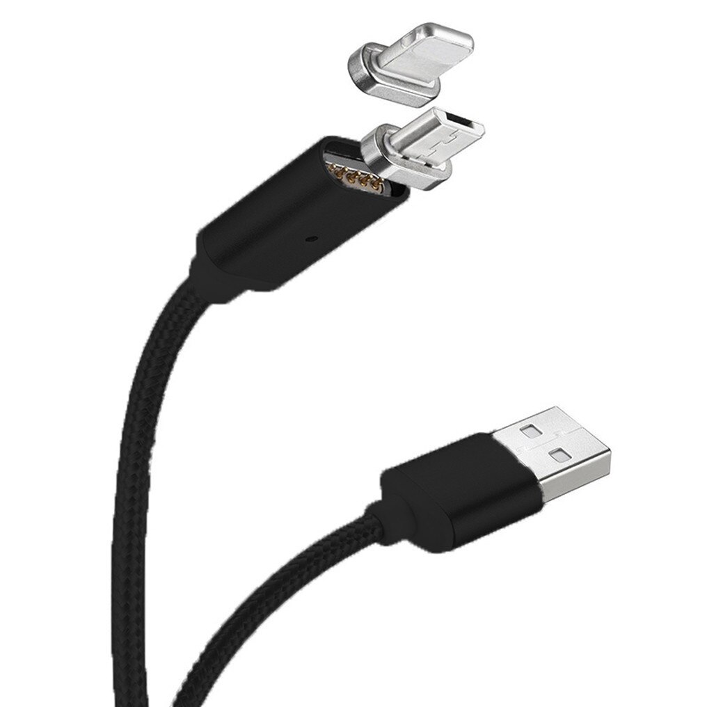 Cablu Magnetic 2in1 Micro USB & Lightning to USB - 1m Black