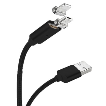 Cablu Magnetic 2in1 Micro USB & Lightning to USB - 1m Black Cablu Magnetic 2in1 Micro USB & Lightning to USB - 1m Black