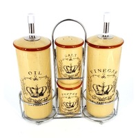 Set 4 piese Oliviera ceramica cu suport metal cromat