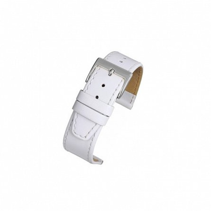 Curea Piele Naturala Cusuta, alba, 22 mm