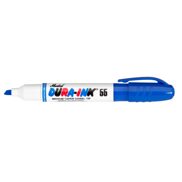 Marker permanent cu cerneala MARKAL DURA-INK 55, albastru, varf lat 1.5 mm + 4.5 mm