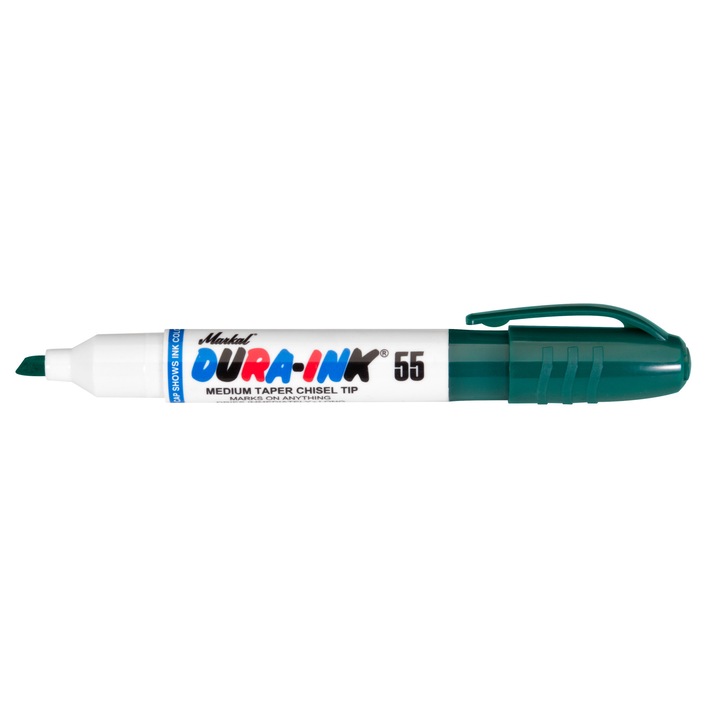 Marker permanent cu cerneala MARKAL DURA-INK 55, verde, varf lat 1.5 mm + 4.5 mm