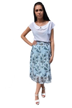 Fusta lejera, midi, frunzulite negre, D&J Exclusive,, Albastru deschis Fusta lejera, midi, frunzulite negre, D&J Exclusive,, Albastru deschis