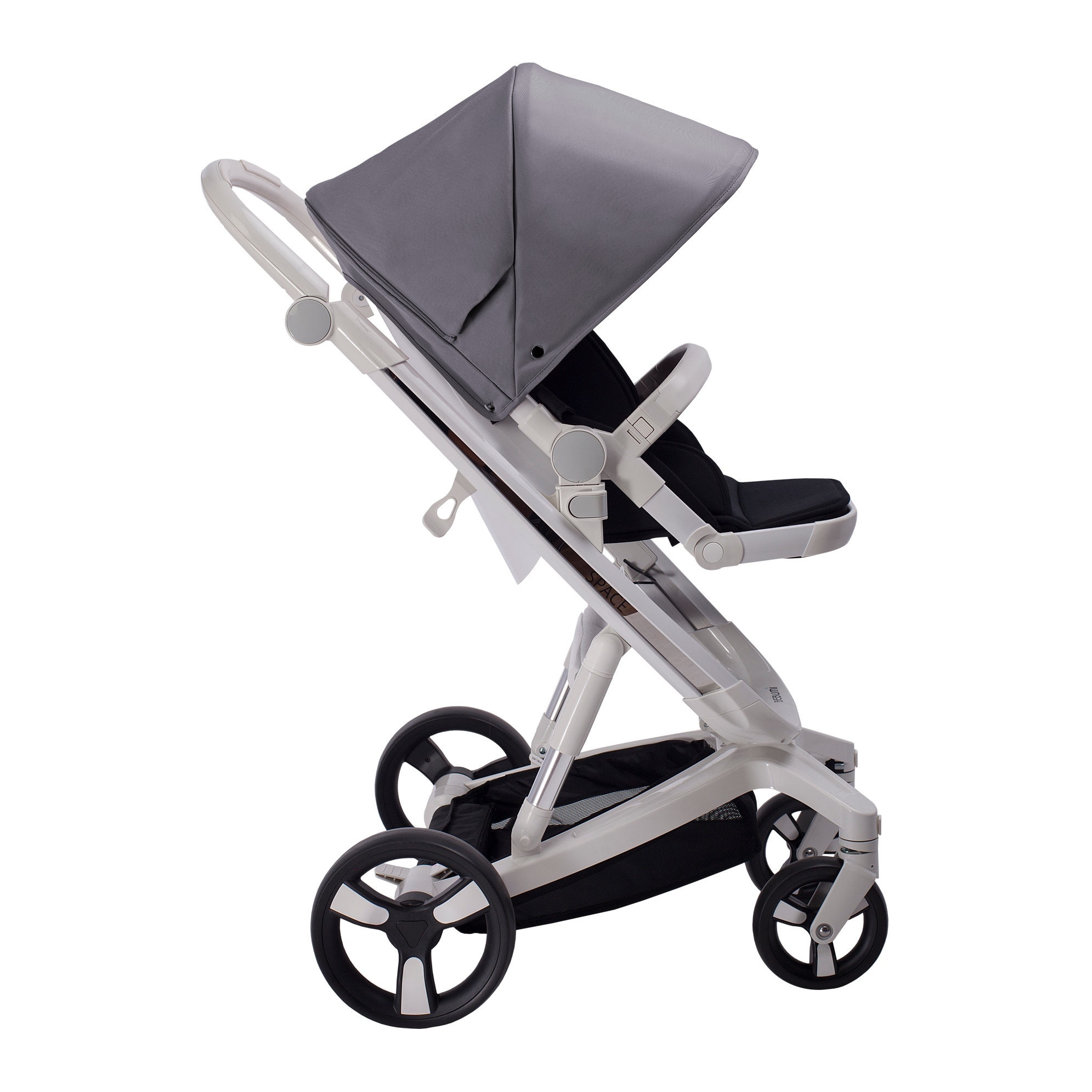 Carucior Bebumi Space, gri, cu frana automata