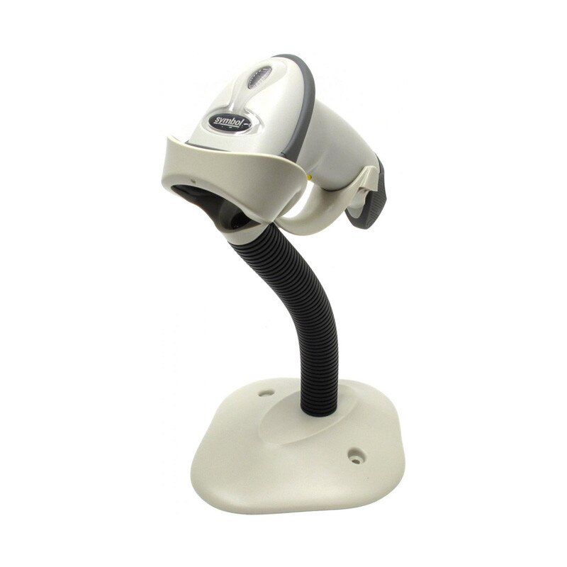 Cititor coduri de bare cu cablu 1D Zebra Symbol LS2208 RS232 Alb Cu Stand