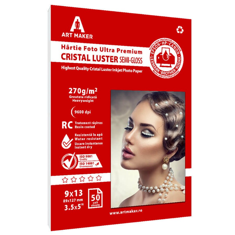 Hartie foto Art Maker, Ultra Premium CRISTAL LUSTER, 270g/mp, rc, 9×13 cm, 50 coli