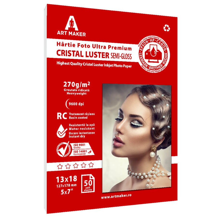 Hartie foto Art Maker, Ultra Premium CRISTAL LUSTER, 270g/mp, rc, 13×18 cm, 50 coli