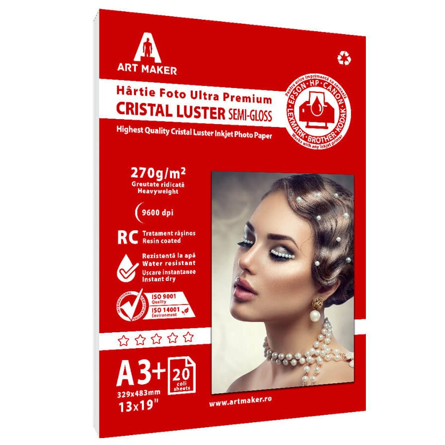 Hartie foto Art Maker, Ultra Premium CRISTAL LUSTER, 270g/mp, rc, A3+, 20 coli
