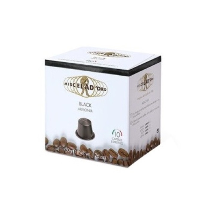 Cafea Artizanala Cremoasa si Intensa Miscela D'Oro Black, 10 Capsule, compatibile Nespresso®