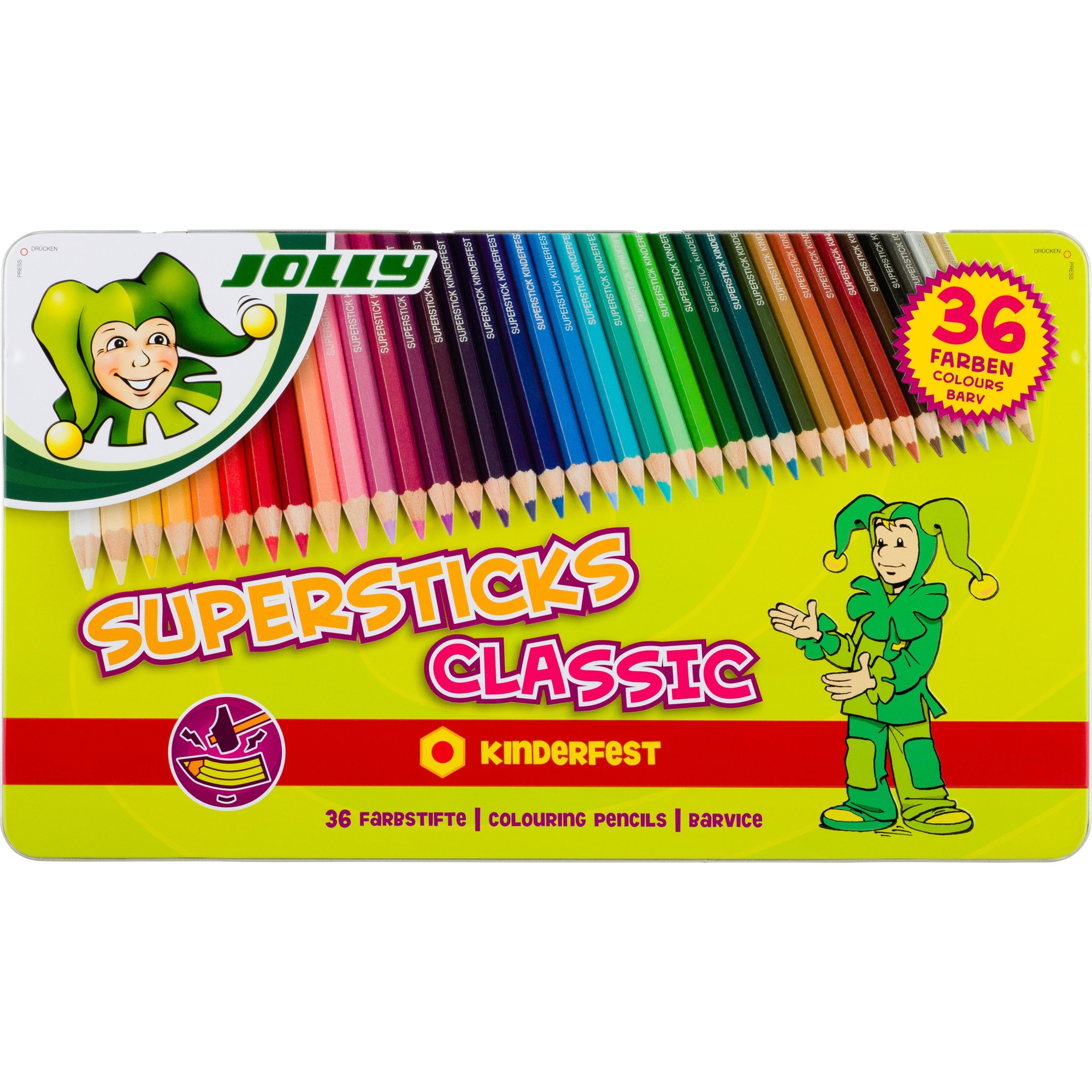 Creioane colorate Jolly 36 culori, cutie metalica