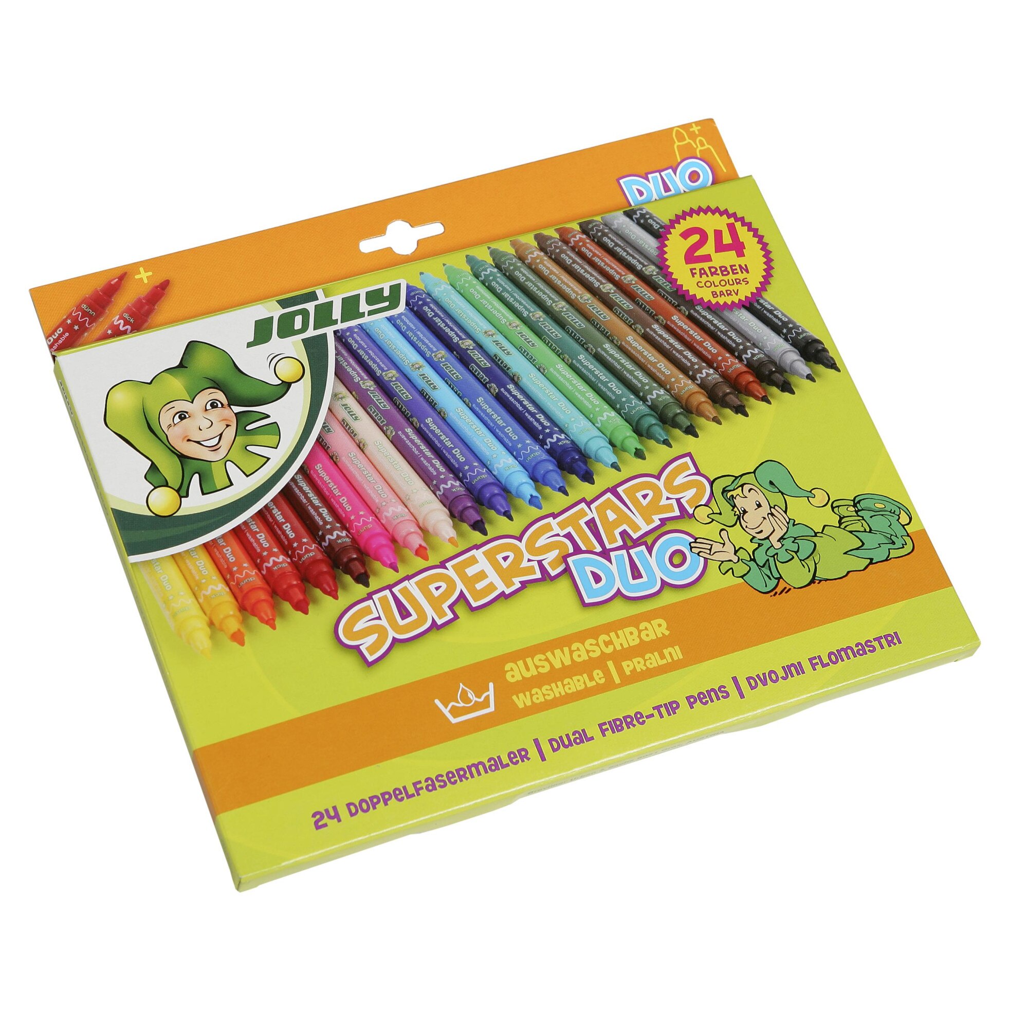 Carioci lavabile JOLLY 24 culori/set-2 varfuri